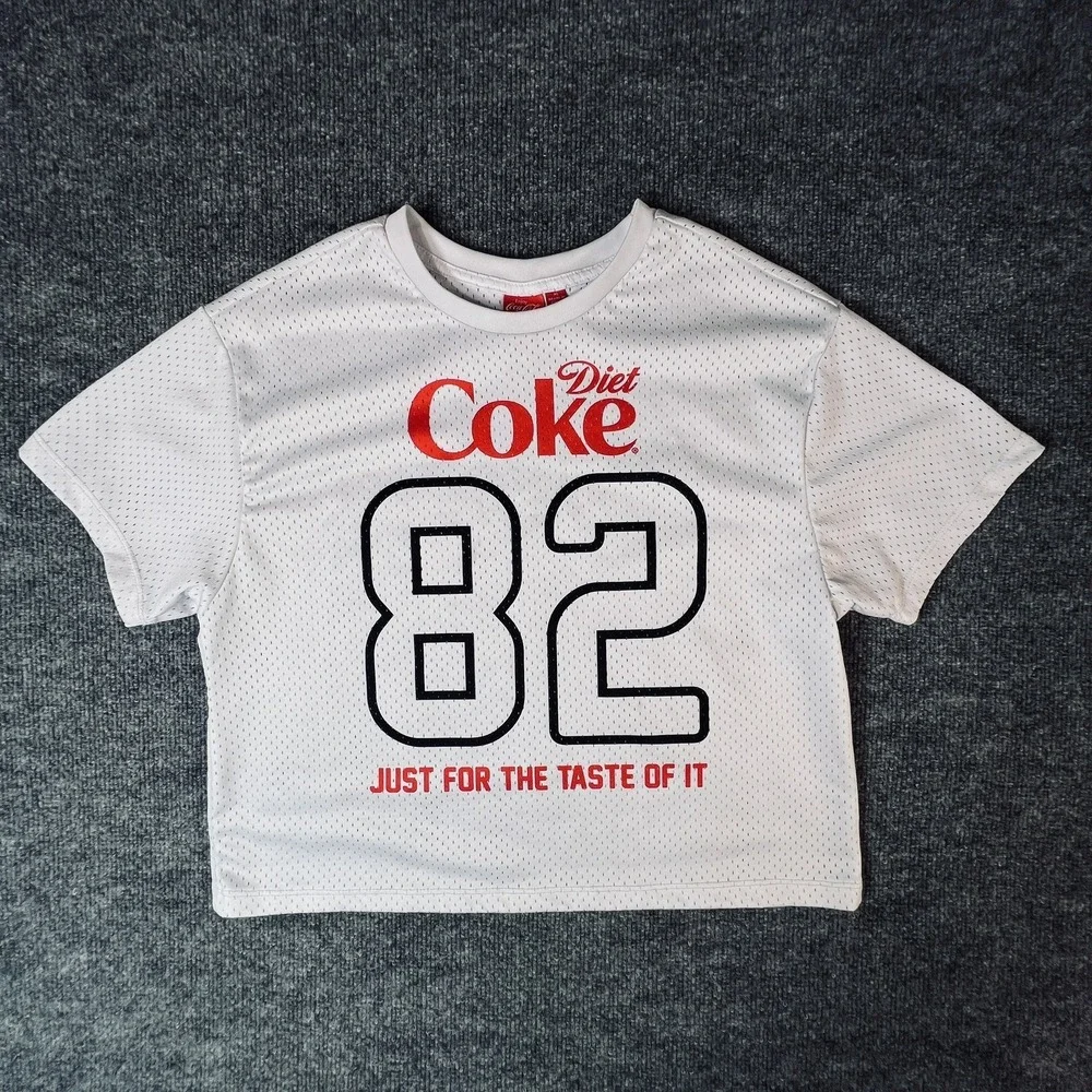Coca-Cola Juniors Collegiate 'Coke 86' Cropped Jersey GraphicT-Shirt small Sz XL